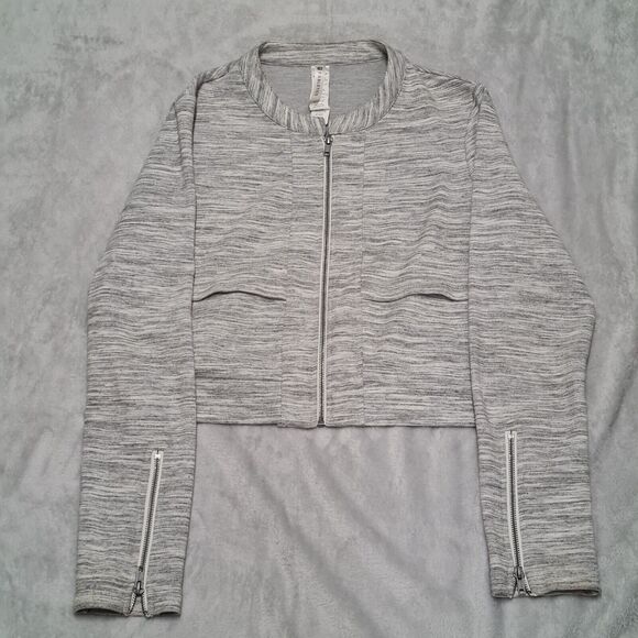 Fabletics Magnolia Cropped Jacket Size Large Zip Front Activewear Gray - Picture 1 of 11